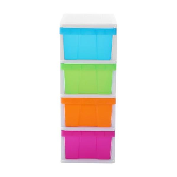 4 Mega Coloured Plastic Drawer Cabinet - 50cm x 40cm x 103cm