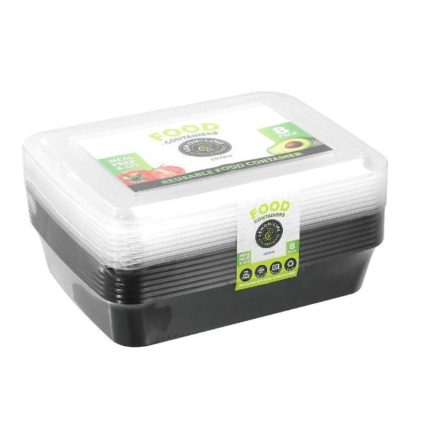 8 Pack Lemon & Lime Reusable Meal Prep Food Container - 1500ml