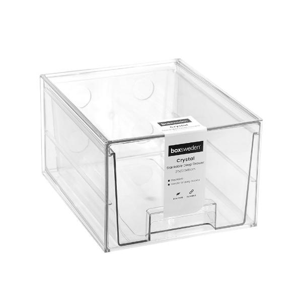 Boxsweden Crystal Clear Stackable Deep Drawer - 27cm x 16cm