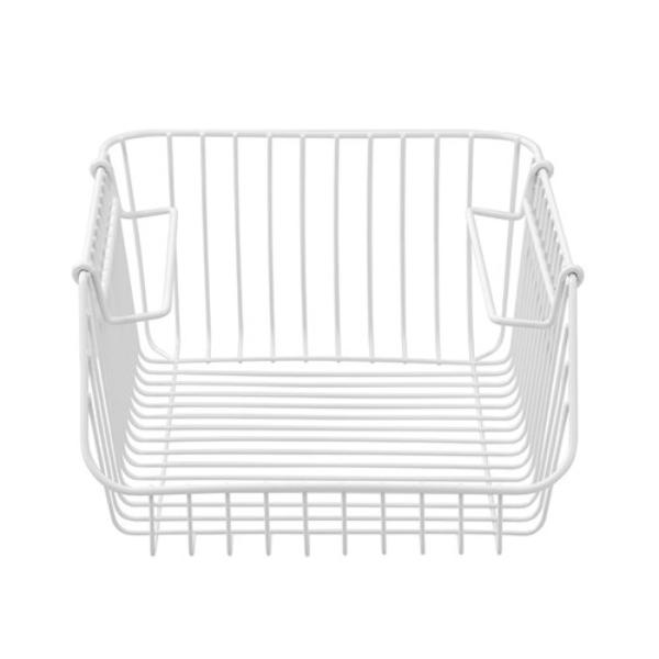 White Toska Wire Stacking Basket - 29.5cm x 29cm x 14.5cm