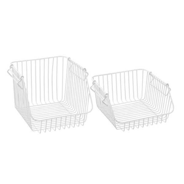 White Toska Wire Stacking Basket - 29.5cm x 29cm x 14.5cm