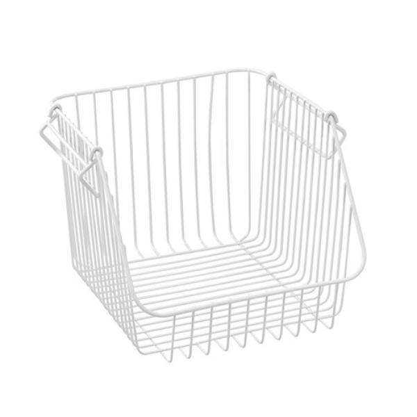 White Toska Wire Stacking Basket - 30cm x 29cm x 21.5cm