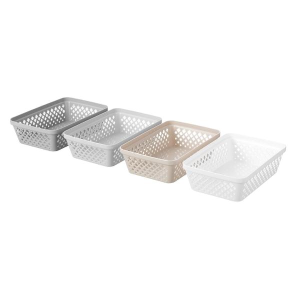 Boxsweden White Rectangle Organiser Basket Tray - 23.5cm x 16cm