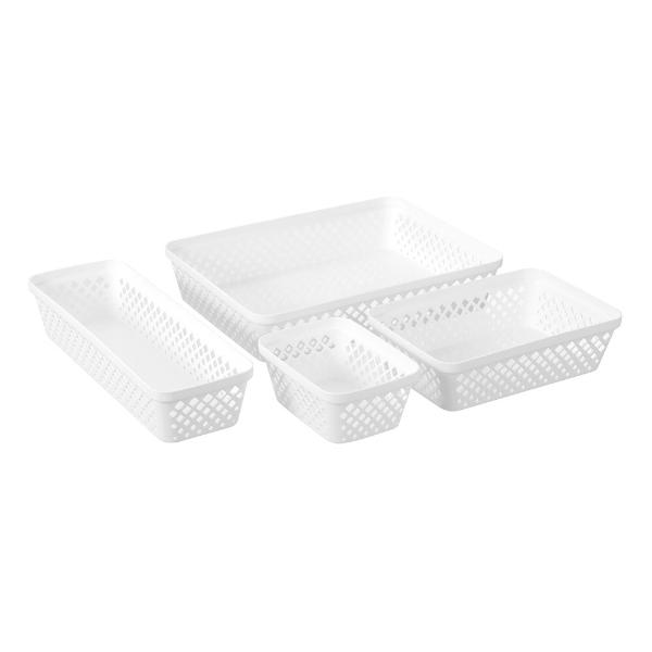 Boxsweden White Rectangle Organiser Basket Tray - 23.5cm x 16cm