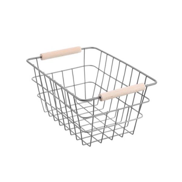 Toska Wire Beech Handle Basket - 24.5cm x 18.5cm x 12cm