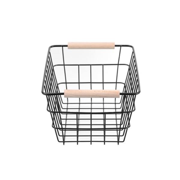 Toska Wire Beech Handle Basket - 24.5cm x 18.5cm x 12cm