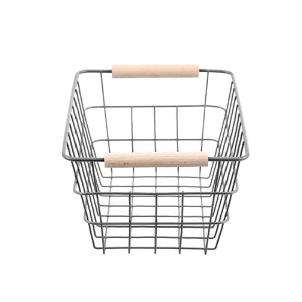 Toska Wire Beech Handle Basket - 24.5cm x 18.5cm x 12cm