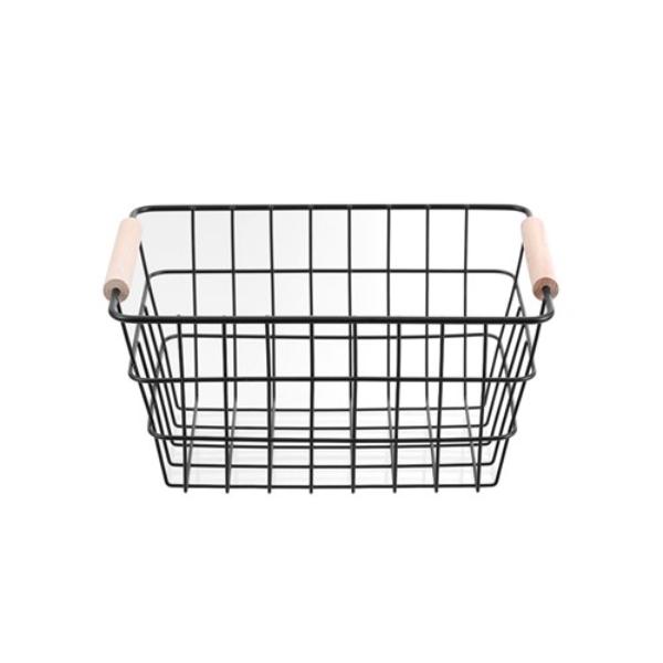 Toska Wire Beech Handle Basket - 24.5cm x 18.5cm x 12cm