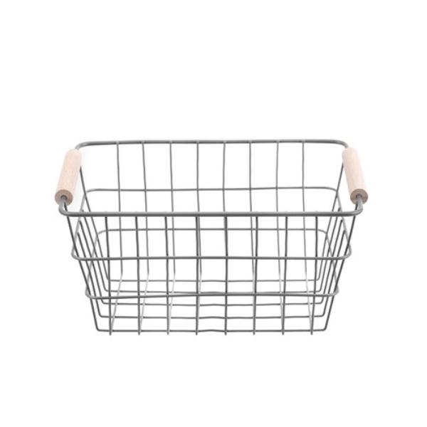 Toska Wire Beech Handle Basket - 24.5cm x 18.5cm x 12cm