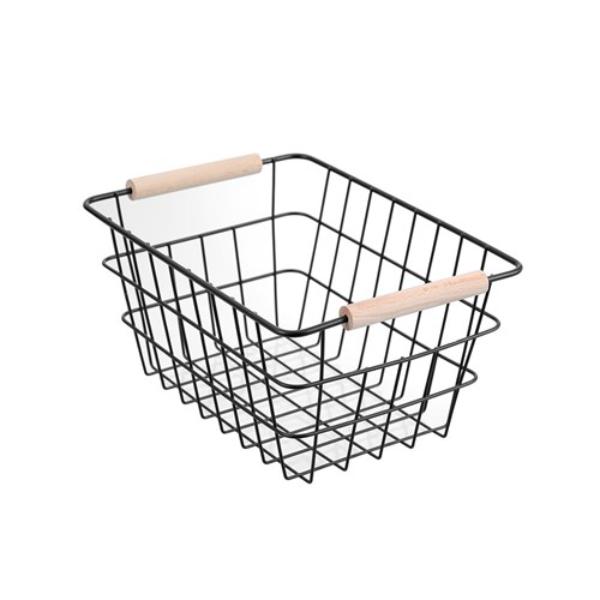 Toska Wire Beech Handle Basket - 24.5cm x 18.5cm x 12cm