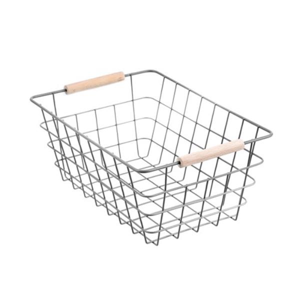 Toska Wire Beech Handle Basket - 30cm x 22cm x 13.5cm