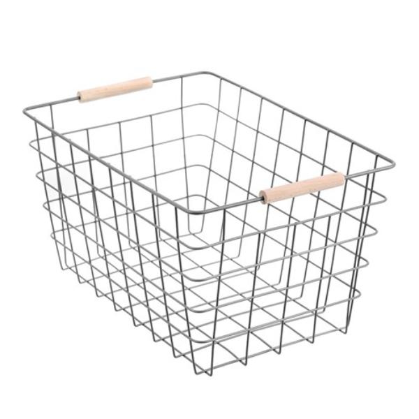 Toska Wire Beech Handle Basket - 38cm x 27cm x 21cm