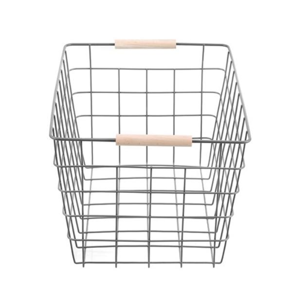 Toska Wire Beech Handle Basket - 38cm x 27cm x 21cm