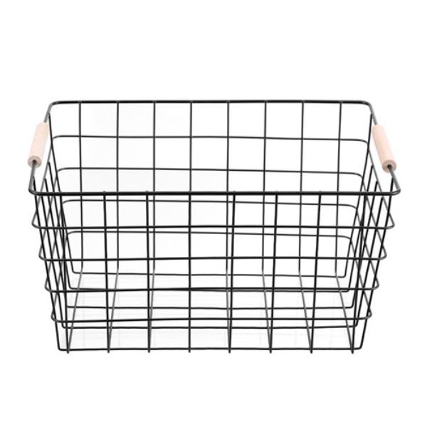 Toska Wire Beech Handle Basket - 38cm x 27cm x 21cm