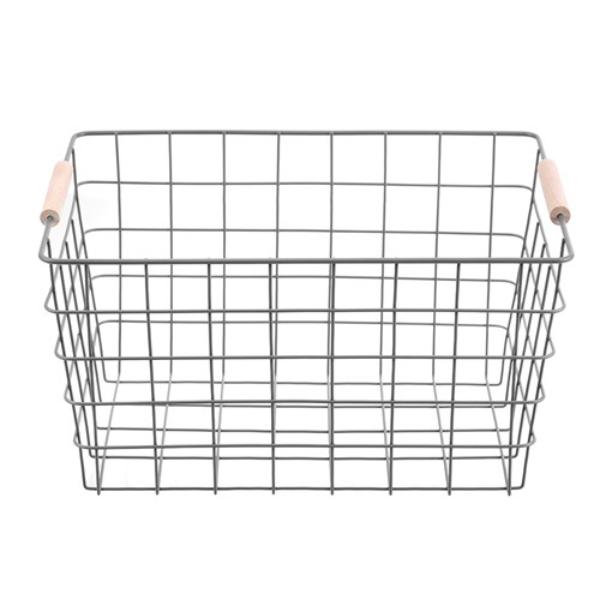 Toska Wire Beech Handle Basket - 38cm x 27cm x 21cm