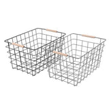 Load image into Gallery viewer, Toska Wire Beech Handle Basket - 38cm x 27cm x 21cm
