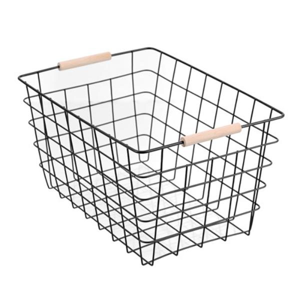 Toska Wire Beech Handle Basket - 38cm x 27cm x 21cm