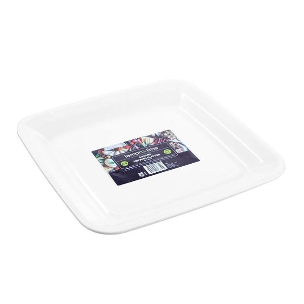 Lemon & Lime White Square Serving Food Snacks Platter - 40cm x 40cm
