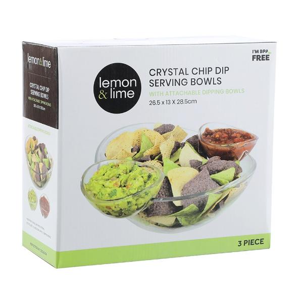 3 Pack Lemon & Lime Crystal Chip Dip Serving Bowls