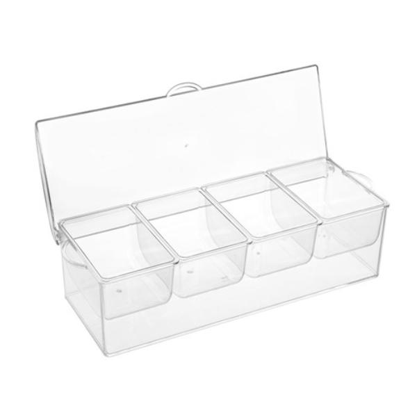 Crystal 4 Section Chilled Server Flip Lid - 41cm x 16cm x 12.5cm