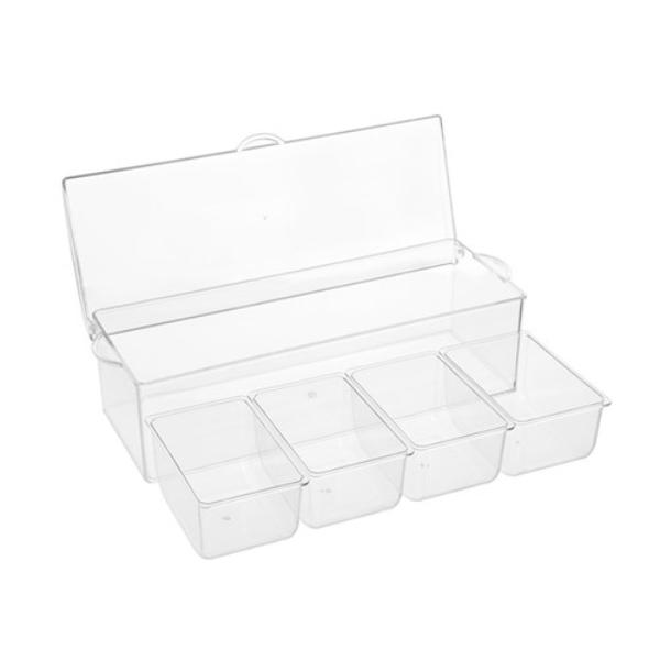 Crystal 4 Section Chilled Server Flip Lid - 41cm x 16cm x 12.5cm