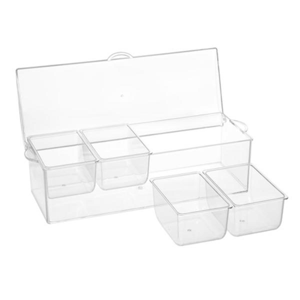 Crystal 4 Section Chilled Server Flip Lid - 41cm x 16cm x 12.5cm