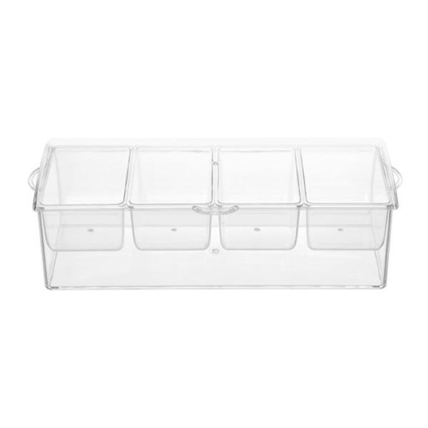 Crystal 4 Section Chilled Server Flip Lid - 41cm x 16cm x 12.5cm