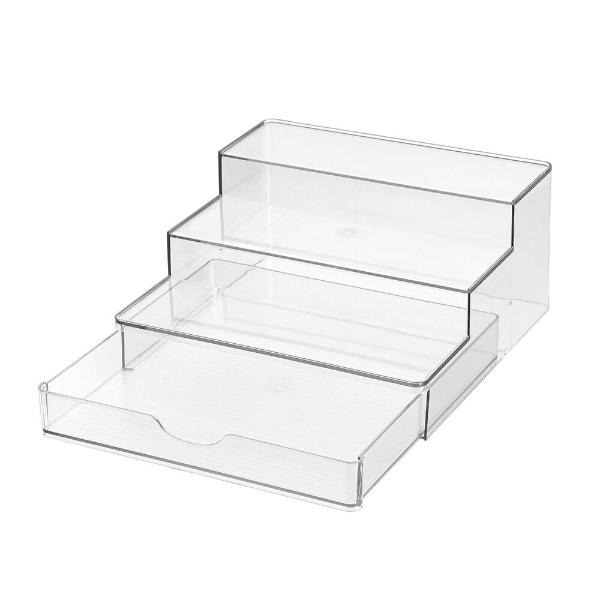 Boxsweden Crystal Clear 3 Tier Shelf Organiser Drawer - 26.5cm