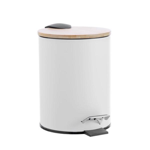 Bano Metal Bamboo Top Pedal Bin - 3L