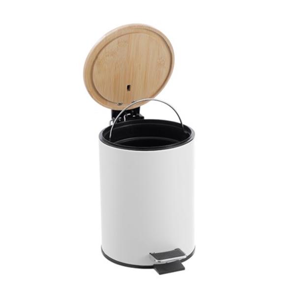 Bano Metal Bamboo Top Pedal Bin - 3L