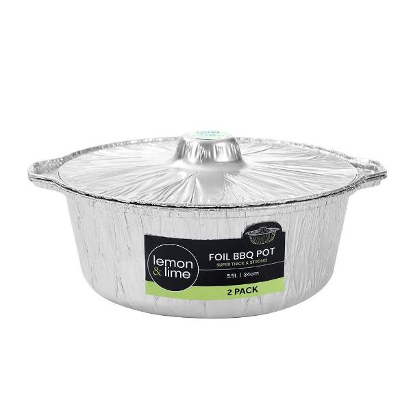 Lemon & Lime Thick And Strong Foil Bbq With Lid - 34cm