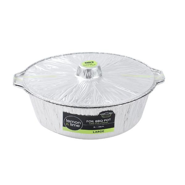 Lemon & Lime Larger Super Thick And Strong 8L Foil Bbq Pot With Lid - 39cm