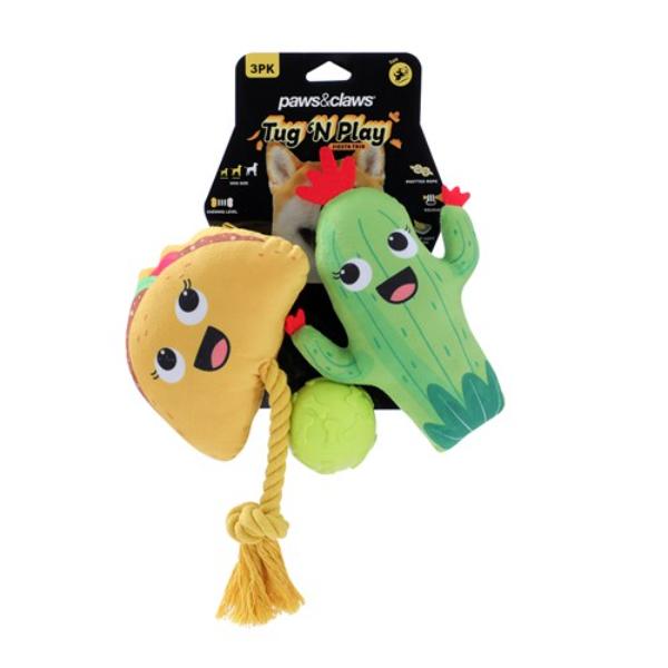 3 Pack Tug N Play Plush Pet Toy - 17cm x 11cm x 5cm