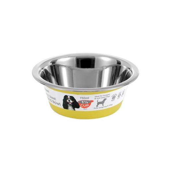 Stainless Steel Anti Skid 750ml Pet Bowl - 16.3cm x 16.3cm x 5.5cm