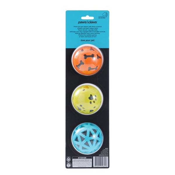 3 Pack Tpr Beef Scented Balls - 7cm