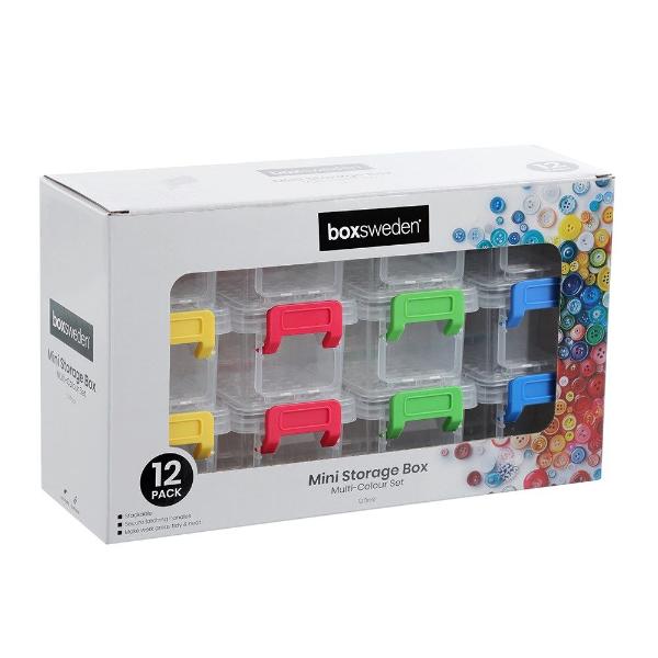 12 Pack Boxsweden Mini Storage Stackable Organiser - 28cm x 18cm x 10cm
