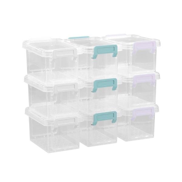 9 Pack Boxsweden Mini Storage Stackable 330ml Organiser Box - 27cm x 22cm x 13cm