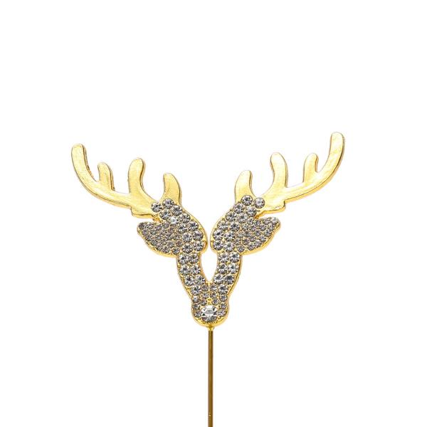 Diamante Gold Reindeer Cake Topper