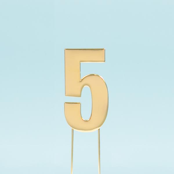 Gold Number 5 Bold Cake Topper | The Base Warehouse