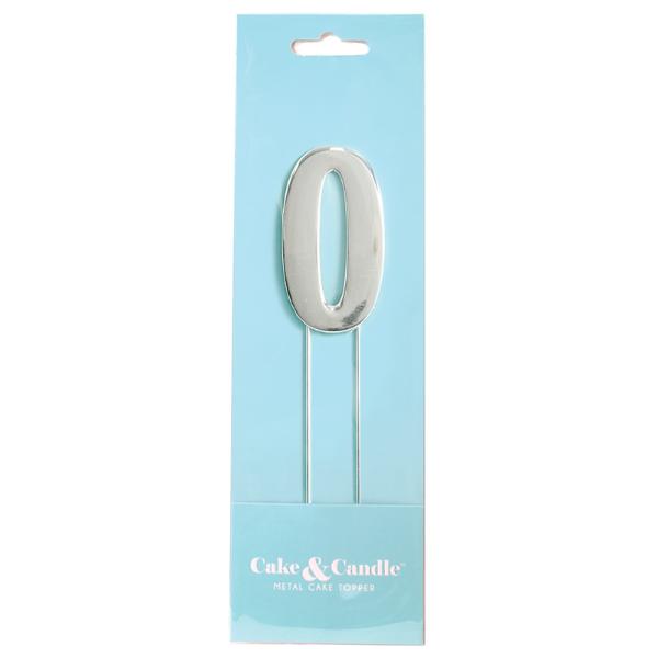 Silver Bold Number 0 Cake Topper