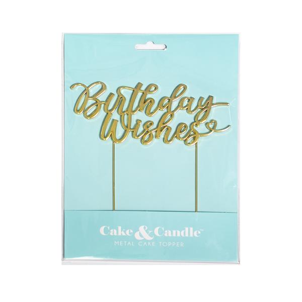 Gold Metal Birthday Wishes Cake Topper