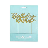 Load image into Gallery viewer, Gold Metal Birthday Wishes Cake Topper
