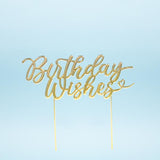 Load image into Gallery viewer, Gold Metal Birthday Wishes Cake Topper
