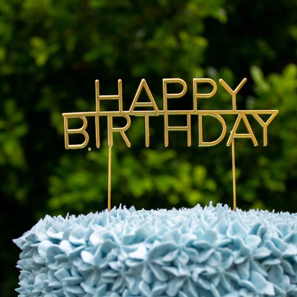 Gold Metal Happy Birthday Cake Topper