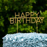 Load image into Gallery viewer, Gold Metal Happy Birthday Cake Topper
