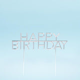 Load image into Gallery viewer, Silver Metal Happy Birthday Cake Topper
