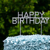 Load image into Gallery viewer, Pearl White Metal Happy Birthday Cake Topper
