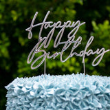 Load image into Gallery viewer, Silver Metal Birthday Cake Topper
