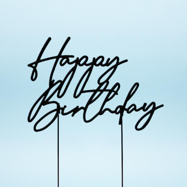 Matte Black Metal Birthday Cake Topper