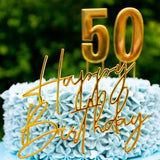 Load image into Gallery viewer, Gold Metal Happy Birthday Cake Topper
